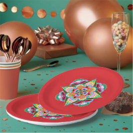 Tiger Dragon Mandala 9" Papierplatte Pappteller