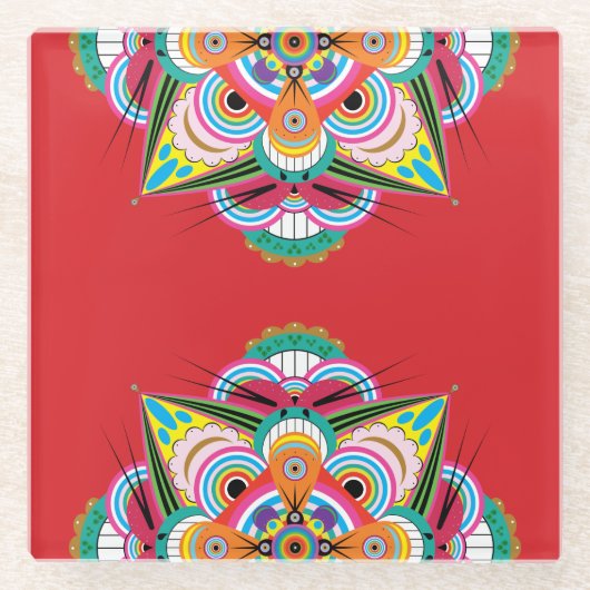 Tiger Dragon Mandala Glass Untersetzer (Vorderseite)