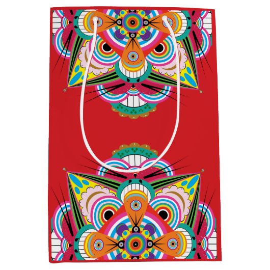 Tiger Dragon Mandala Mittlere Geschenktasche Geschenktüte (Vorderseite)