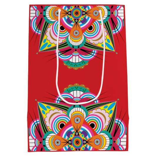 Tiger Dragon Mandala Mittlere Geschenktasche Mittlere Geschenktüte (Rückseite)