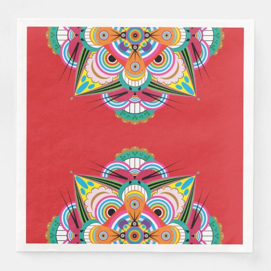 Tiger Dragon Mandala Paper Napkins Serviette (Vorderseite)
