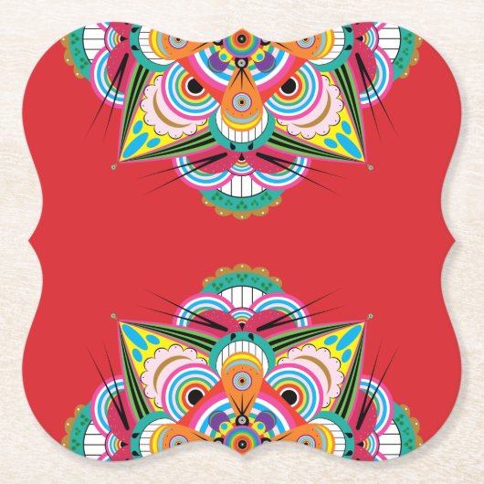 Tiger Dragon Mandala Paper Untersetzer (Vorderseite)