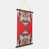 Tiger Dragon Mandala Wood Topped Tapestry Wandteppich Mit Holzrahmen (Gewinkelt)