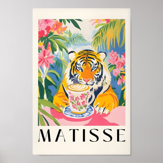Tiger Drinking Coffee, Henri Matisse Print, Rosa K Poster (Vorne)