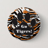 Tiger-Druck und Tatze-School-Geist Button (Vorderseite)