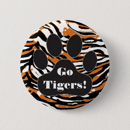 Tiger-Druck und Tatze-School-Geist Button (Vorderseite)