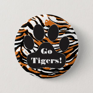Tiger-Druck und Tatze-School-Geist Button