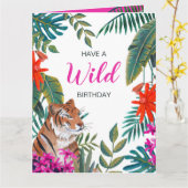 Tiger-Dschungel-Geburtstag Karte (Gelbe Blume)