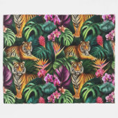Tiger Dschungel-Träume Nahtloses Oberflächenmuster Fleecedecke (Vorderseite (Horizontal))