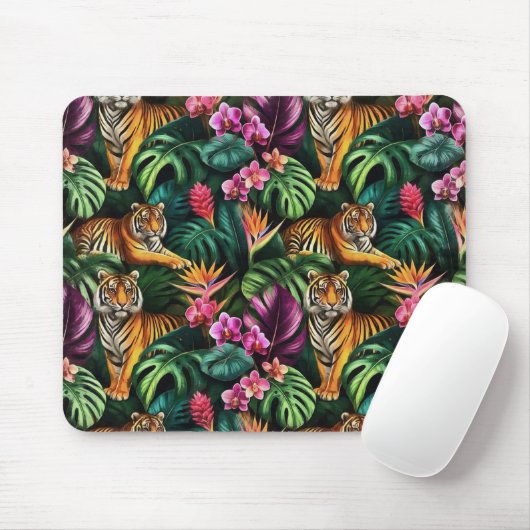 Tiger Dschungel-Träume Nahtloses Oberflächenmuster Mousepad (Mit Mouse)