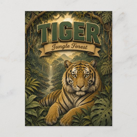 Tiger Dschungelwald POPCUT Postkarte (Vorderseite)