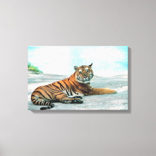 Tiger durch Fluss Leinwanddruck
