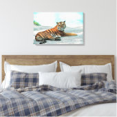 Tiger durch Fluss Leinwanddruck (Insitu (Schlafzimmer))