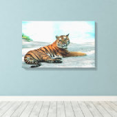 Tiger durch Fluss Leinwanddruck (Insitu (Holzboden))