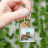 Tiger durch Fluss Schlüsselanhänger (Hand)