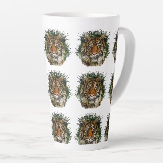 Tiger durch Gras schälen Milchtasse (Rechte Ecke)