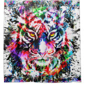 Tiger-Duschvorhang | Farbenfroher Tiger Zeichnend Duschvorhang (Vorderseite)