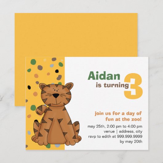 Tiger ・ Einladung zum Geburtstag (Vorne/Hinten)