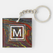 Tiger-Eisen in Rot, Gelb, Blau Schlüsselanhänger (Rückseite)