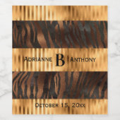 Tiger Elegant Chic Stilvolle Monogram Wedding Weinetikett (Einzelnes Label)