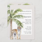 Tiger (erwachsen) Jungle Animal Palm Tree Geburtst Einladung (Vorne/Hinten)