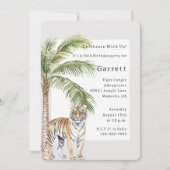 Tiger (erwachsen) Jungle Animal Palm Tree Geburtst Einladung (Vorderseite)
