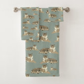 Tiger Exotic Animal Pattern Sage Green Badhandtuch Set (Insitu)