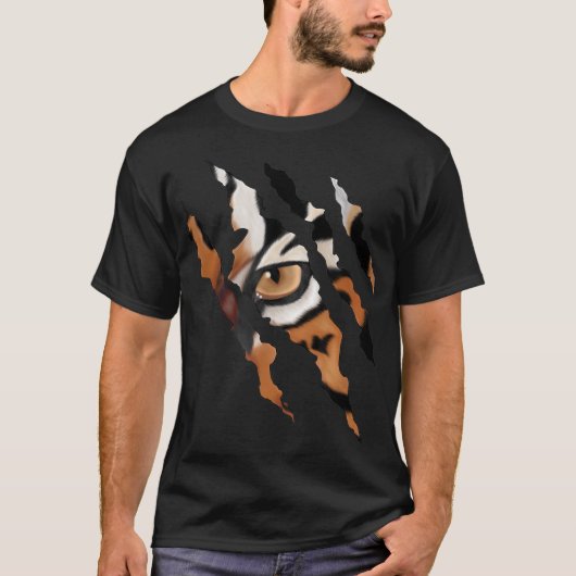 Tiger Eye Scratch Claw Design T-Shirt (Vorderseite)