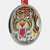 Tiger Eye Silbernes Ornament (Rechts)