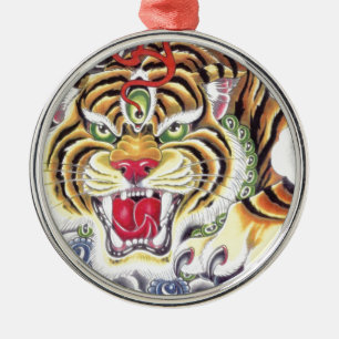 Tiger Eye Silbernes Ornament
