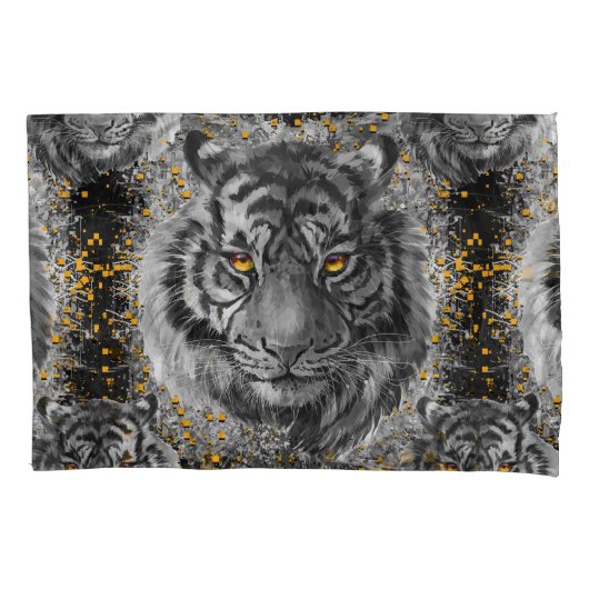 Tiger Eyes - farbenfroher Tiger-Pillowcase Kissenbezug (Vorderseite)