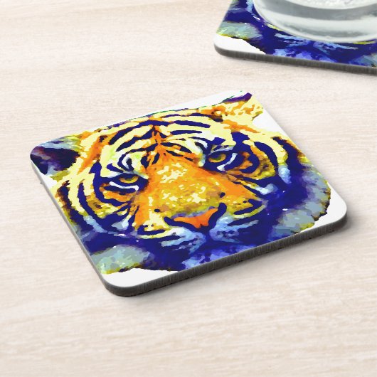 Tiger Eyes Pop Art Getränkeuntersetzer (Linke Seite)