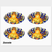 Tiger Eyes Pop Art Ovaler Aufkleber (Blatt)