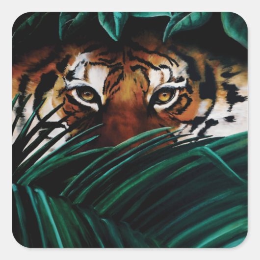 Tiger Eyes Quadratischer Aufkleber (Vorderseite)