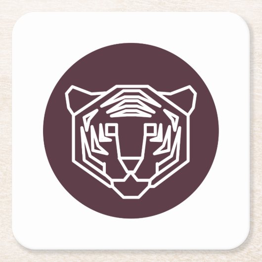 Tiger Face Abzeichen Rechteckiger Pappuntersetzer (Vorderseite)
