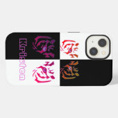 Tiger Face Black & White Karo iPhone Hülle (Rückseite (Horizontal))