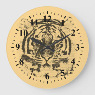 Tiger Face Close-Up 2 Große Wanduhr