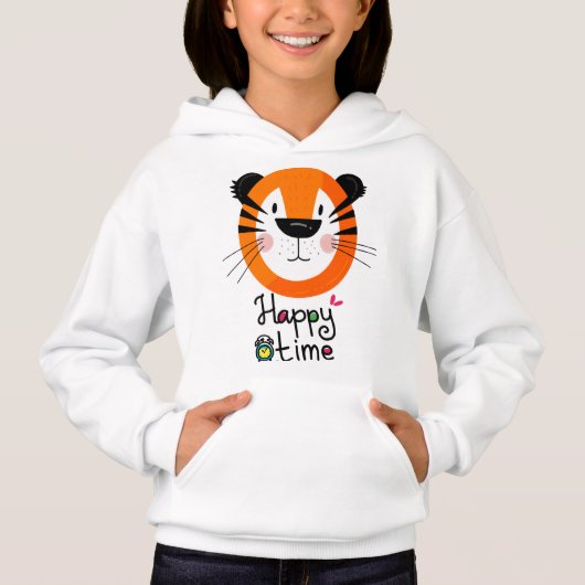 Tiger Face Design Girls, Pullover Hoodies (Vorderseite)