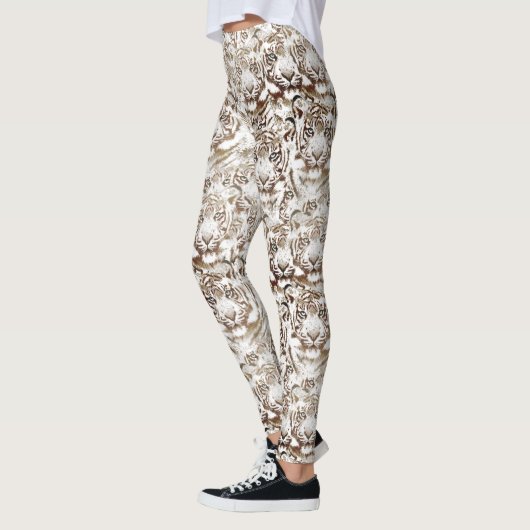Tiger Face Design White and Brown Leggings (Links)