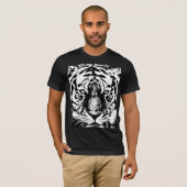 Tiger Face Mens Bella Leinwand Kurzschläfchen Schw T-Shirt (Vorne ganz)