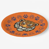 Tiger Face Paper Party Teller Orange & Blue (Schrägansicht)