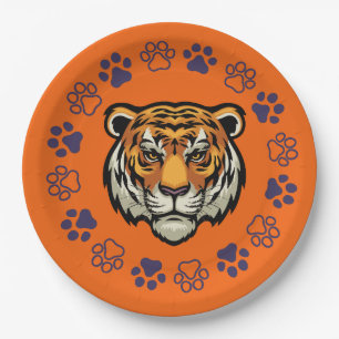 Tiger Face Paper Party Teller Orange & Blue
