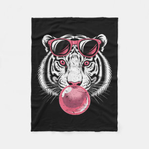 Tiger Face Pink Sungles Jungle Vibes Animal Lover Fleecedecke