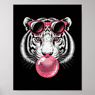 Tiger Face Pink Sungles Jungle Vibes Animal Lover Poster