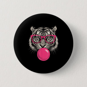Tiger Face Pink Sungles Wilder Dschungel Funny D Button