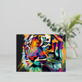 Tiger face Pop art Folien Feiertagspostkarte (Stehend vorne)