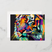 Tiger face Pop art Folien Feiertagspostkarte (Vorderseite/Rückseite)