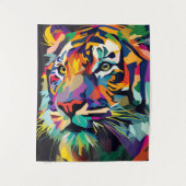 Tiger face Pop art Wandteppich (Vorderseite)
