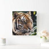Tiger Face Quadratische Wanduhr (Zuhause)