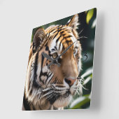 Tiger Face Quadratische Wanduhr (Winkel)